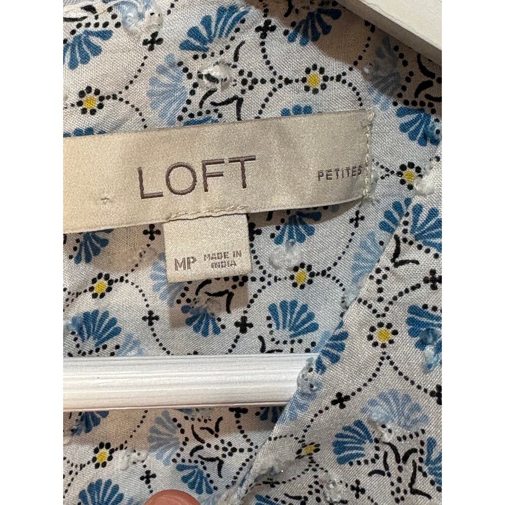 Ann Taylor Loft Blue Yellow Patterned Geometric S… - image 8